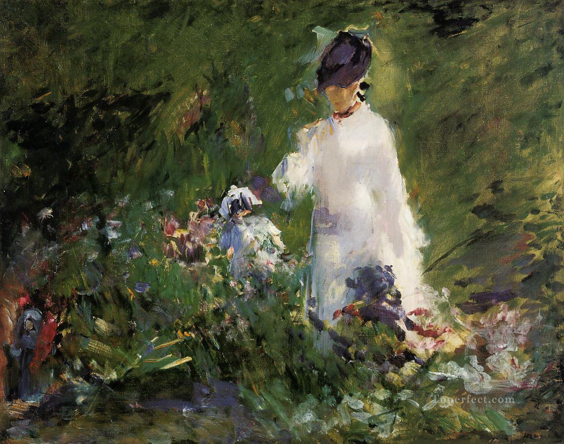 Young woman among the flowers Eduard Manet Oil Paintings